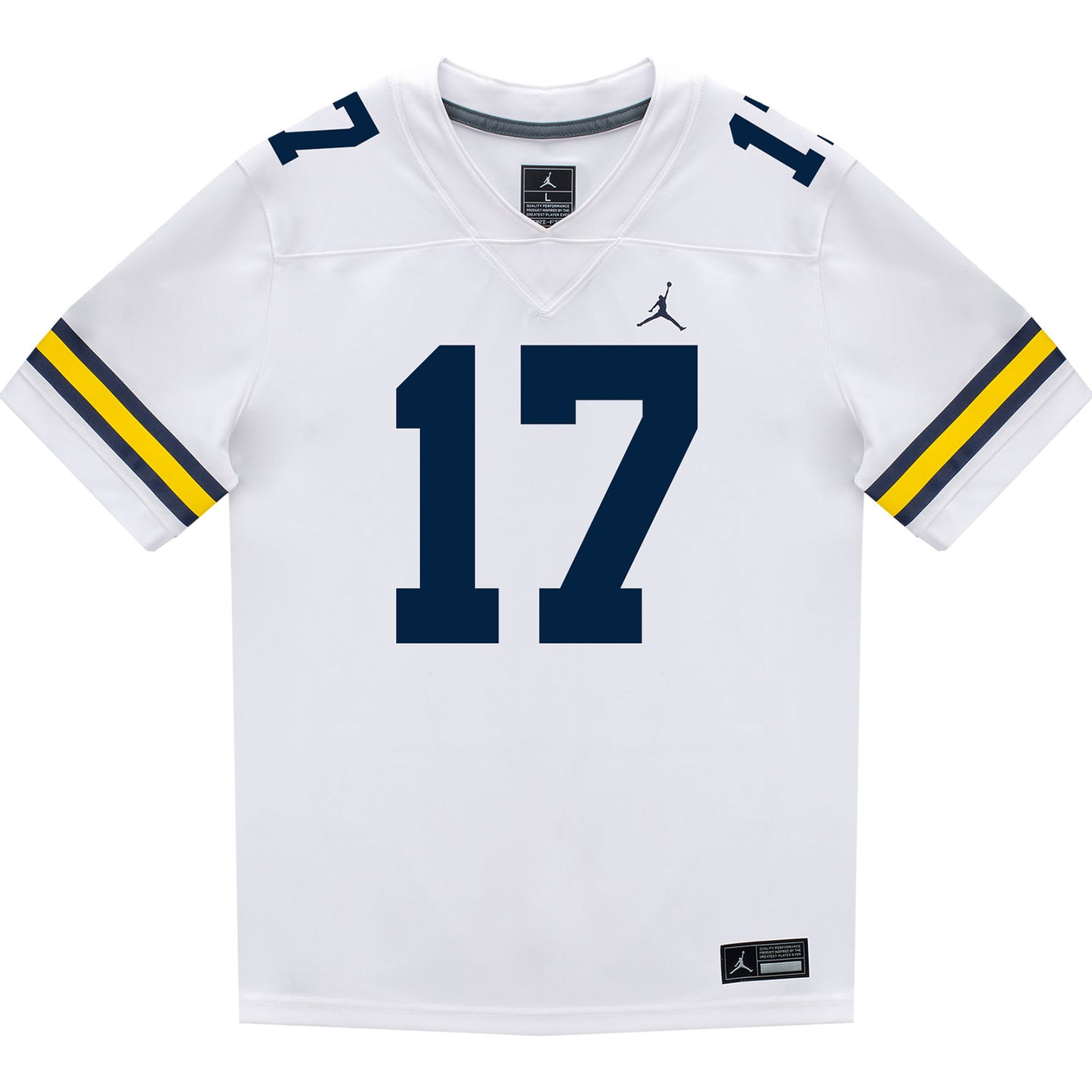 Michigan Wolverines #17 Marlin Klein Student Athlete White Football Jersey - Front View