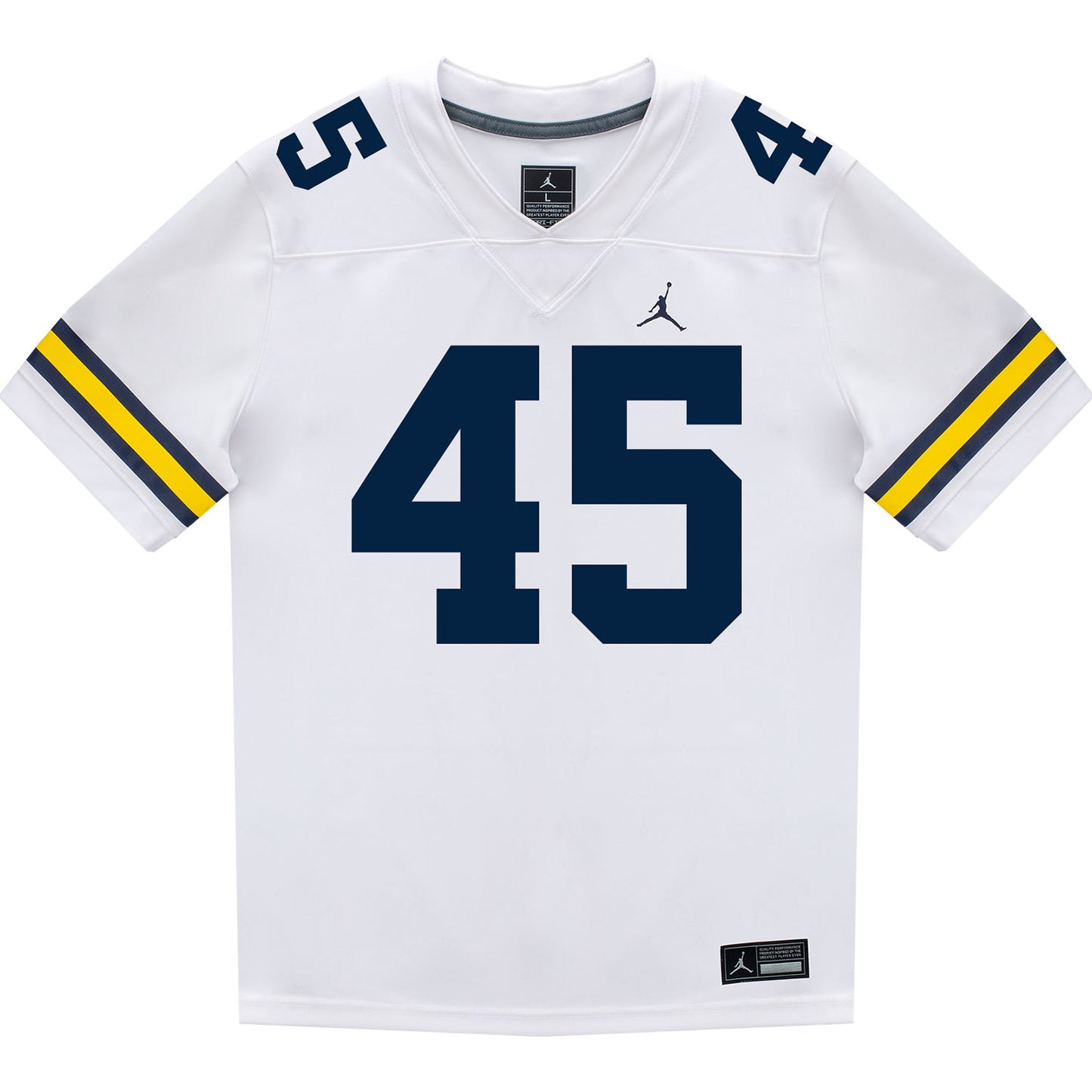 Michigan Wolverines #45 Greg Tarr Student Athlete White Football Jersey - Front View