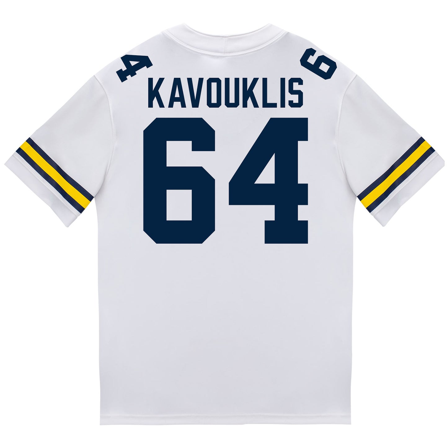 Michigan Wolverines #64 James Kavouklis Student Athlete White Football Jersey - Back View