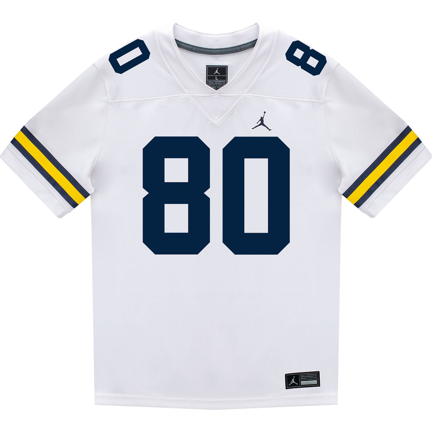 Michigan Wolverines #80 Hogan Hansen Student Athlete White Football Jersey - Front View