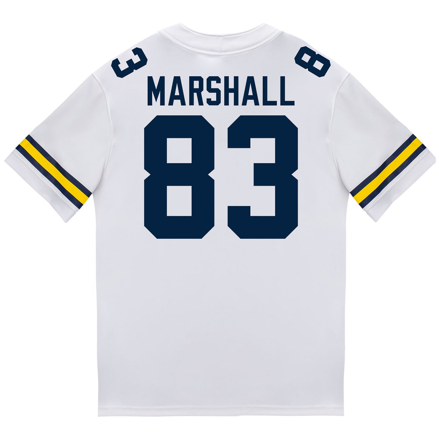 Michigan Wolverines #83 Zack Marshall Student Athlete White Football Jersey - Back View