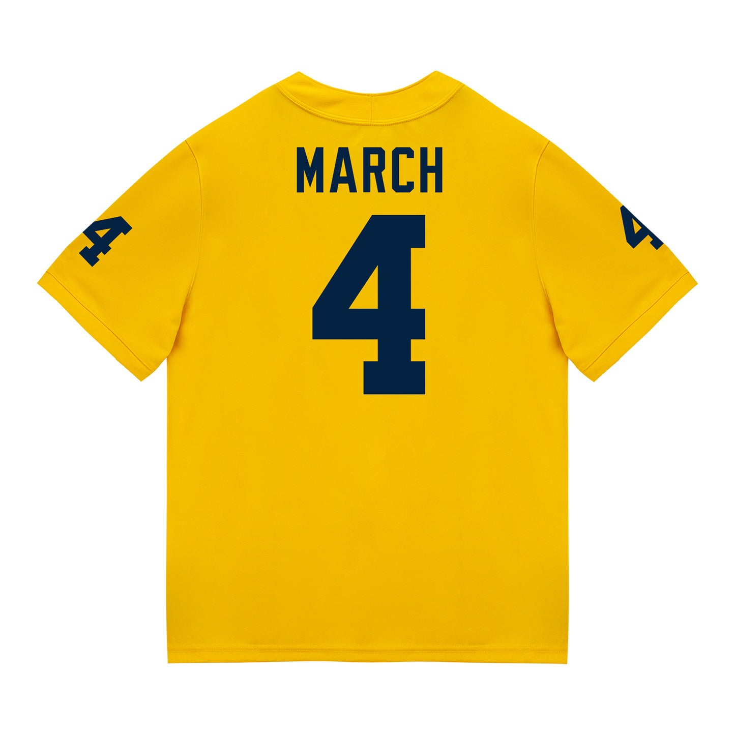 Michigan Wolverines #4 Andrew Marsh Student Athlete Maize Football Jersey - Back View