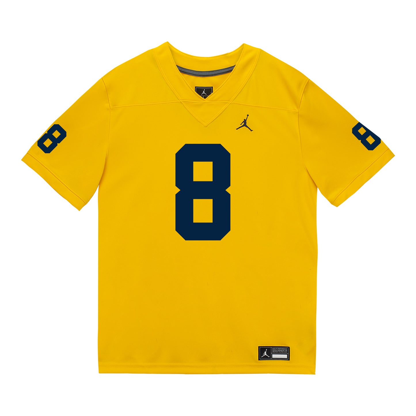 Michigan Wolverines #8 Derrick Moore Student Athlete Maize Football Jersey - Front View
