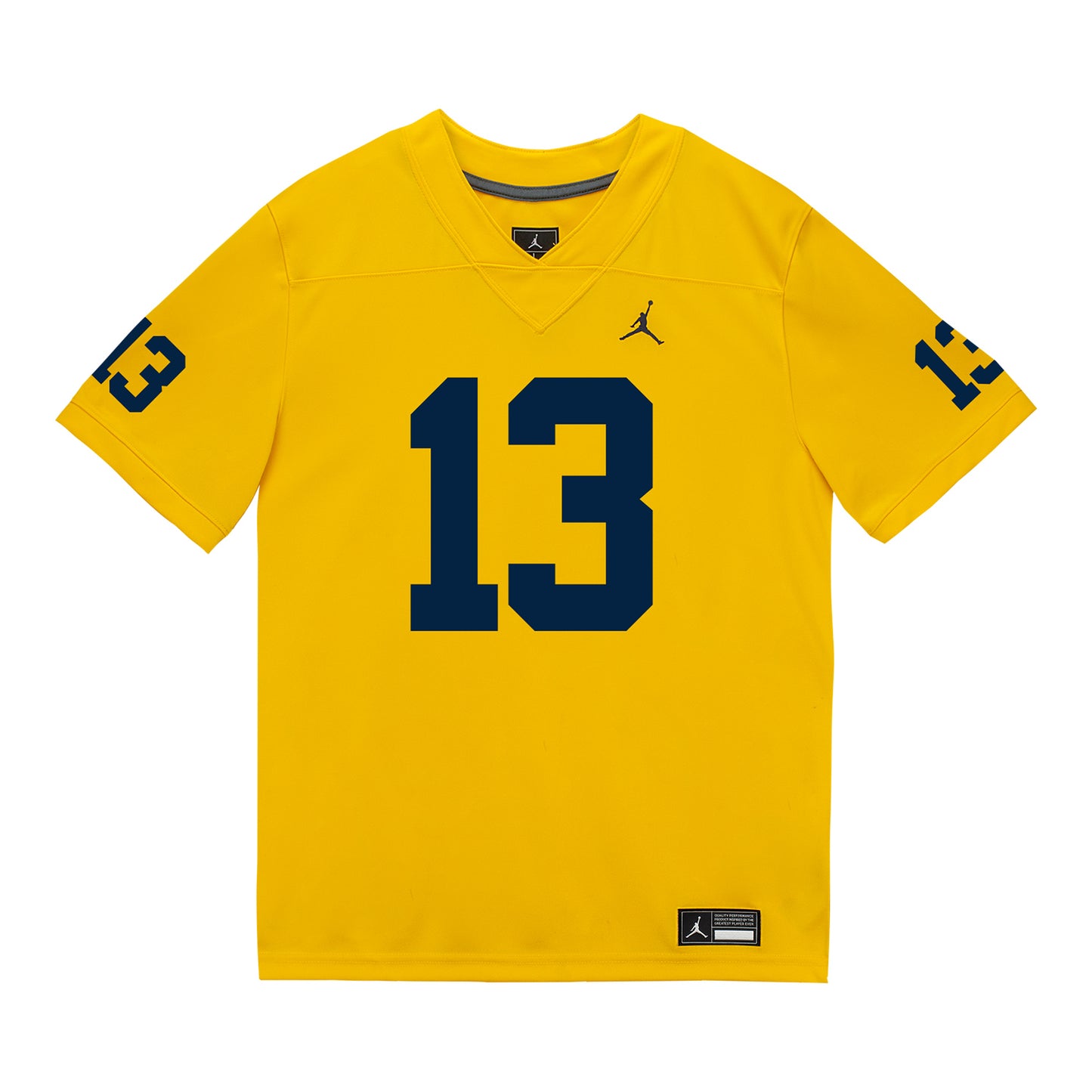 Michigan Wolverines #13 Caleb Anderson Student Athlete Maize Football Jersey - Front View