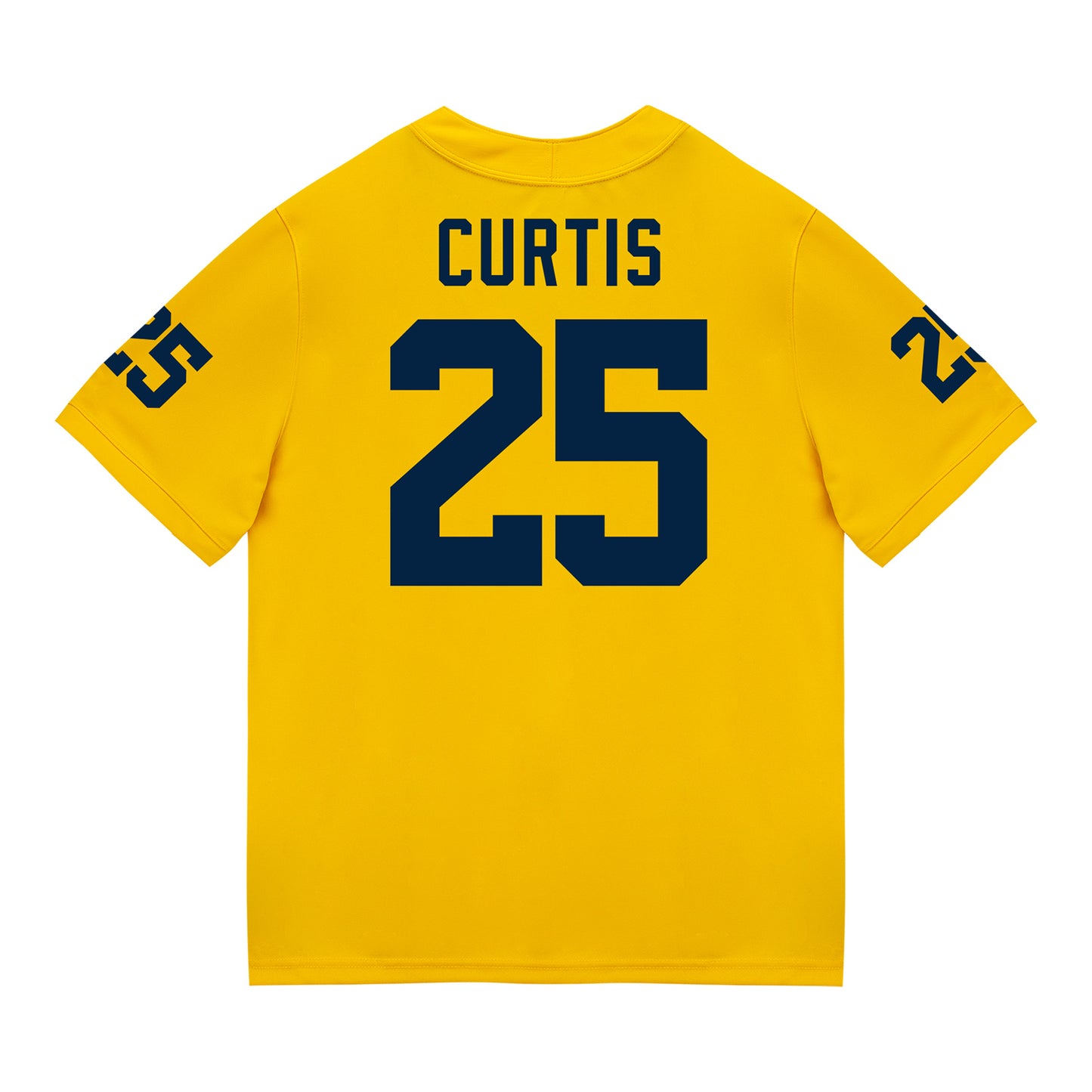 Michigan Wolverines #25 Mason Curtis Student Athlete Maize Football Jersey - Back View
