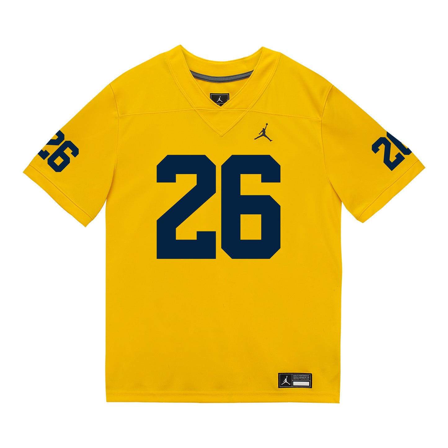 Michigan Wolverines #26 Donovan Johnson Student Athlete Maize Football Jersey - Front View