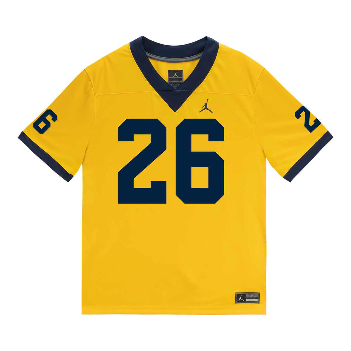 Michigan Wolverines #26 Donovan Johnson Student Athlete Maize Football Jersey - Front View