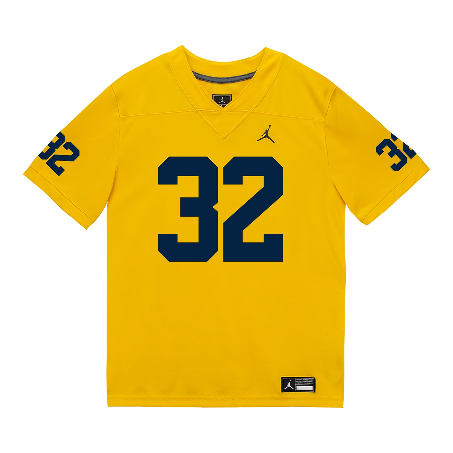 Michigan Wolverines #32 Jeremiah Lowe Student Athlete Maize Football Jersey - Front View