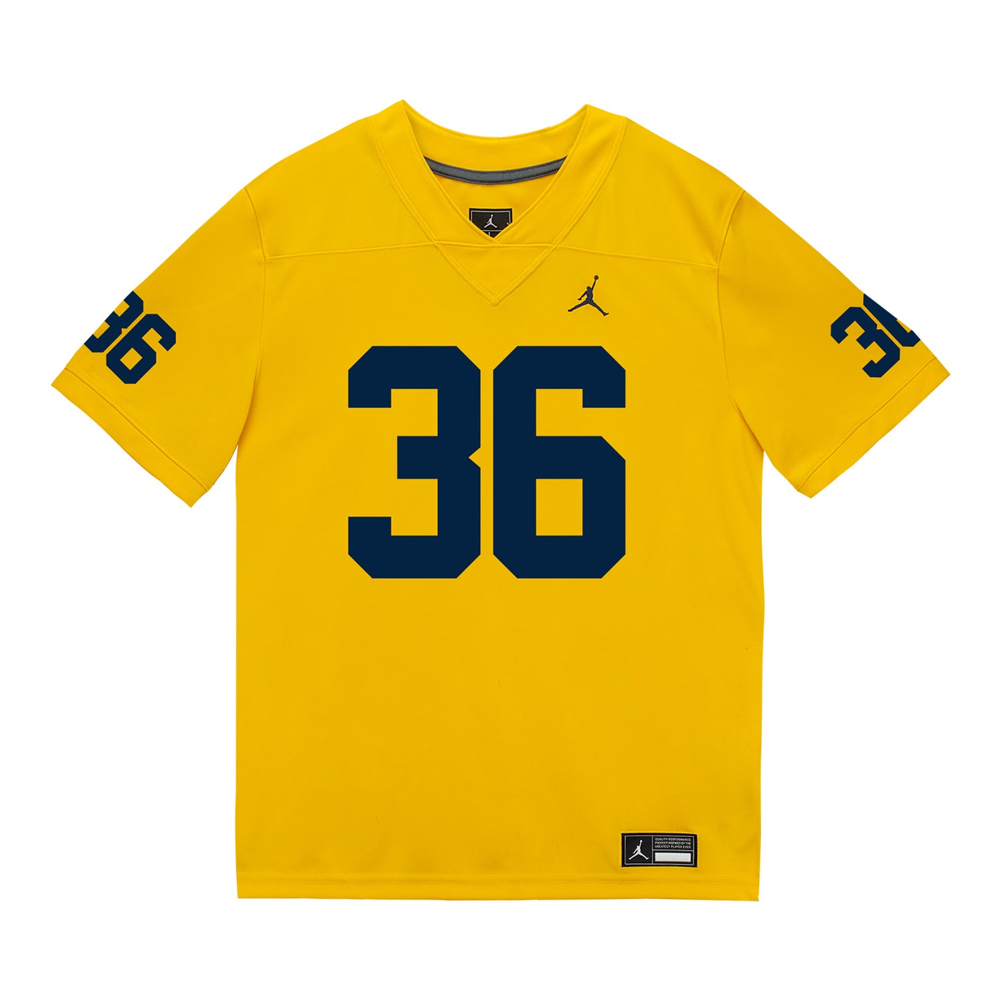 Michigan Wolverines #36 Tomas O'Meara Student Athlete Maize Football Jersey - Front View