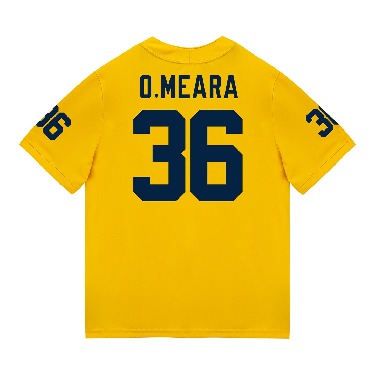 Michigan Wolverines #36 Tomas O'Meara Student Athlete Maize Football Jersey - Back View