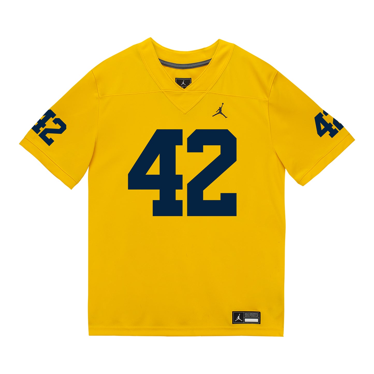 Michigan Wolverines #42 Jalen Hoffman Student Athlete Maize Football Jersey - Front View