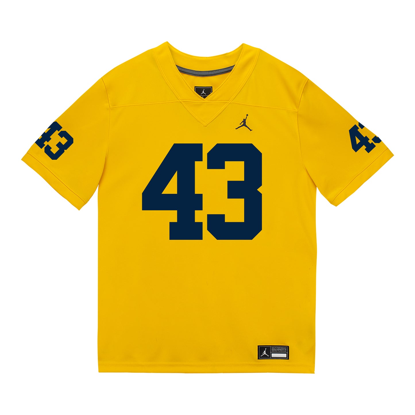 Michigan Wolverines #43 Zach Ludwig Student Athlete Maize Football Jersey - Front View