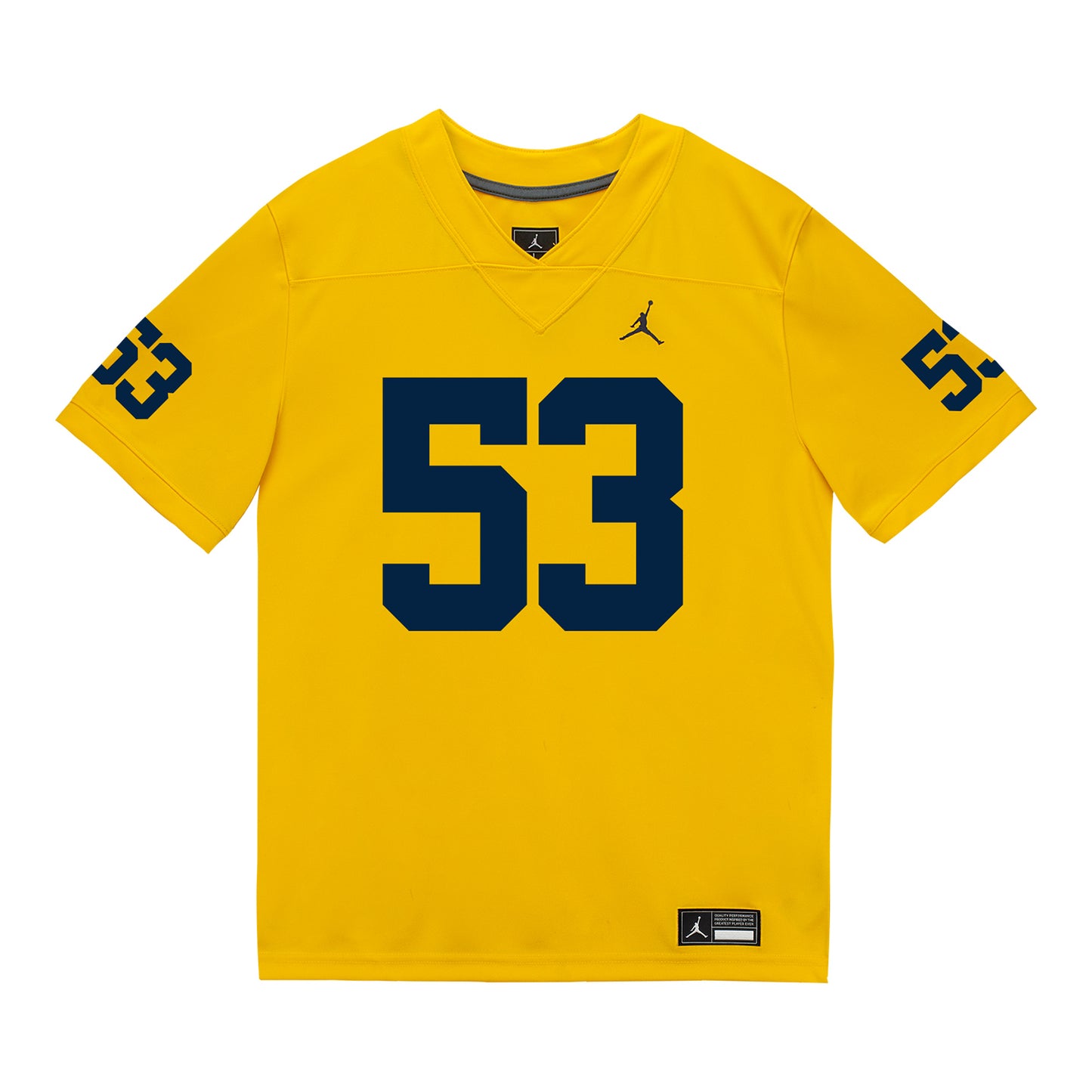 Michigan Wolverines #53 Jake Guarnera Student Athlete Maize Football Jersey - Front View