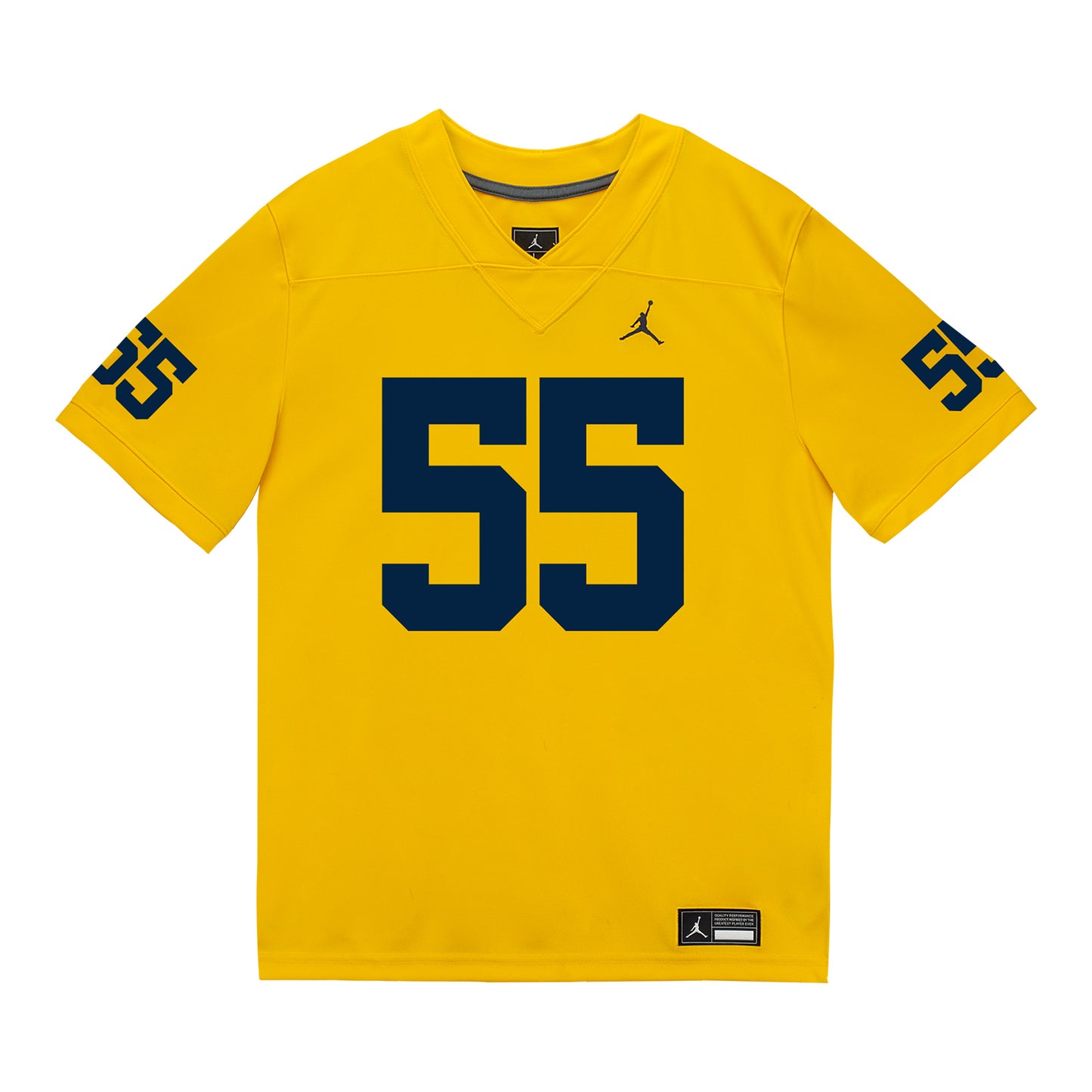 Michigan Wolverines #55 Nathan Efobi Student Athlete Maize Football Jersey - Front View