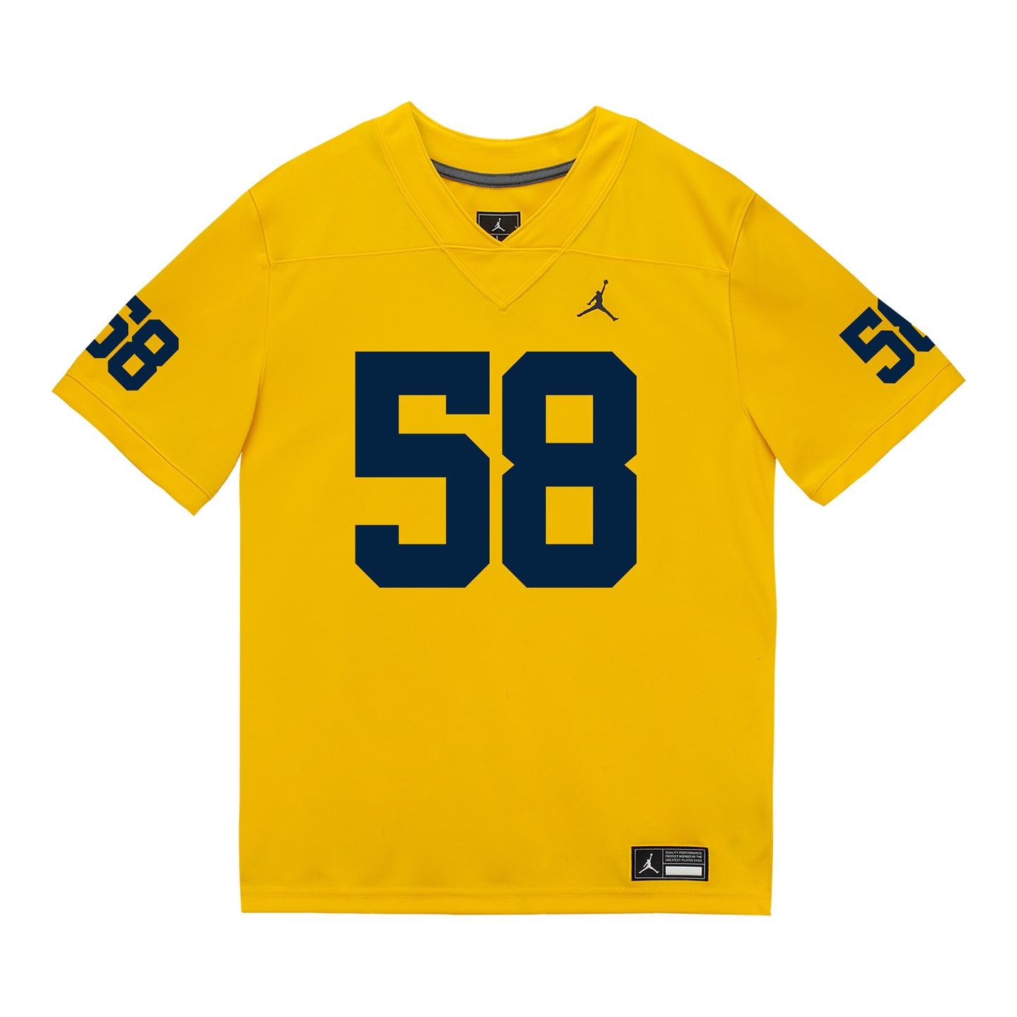 Michigan Wolverines #58 Giovanni El-Hadi Student Athlete Maize Football Jersey - Front View