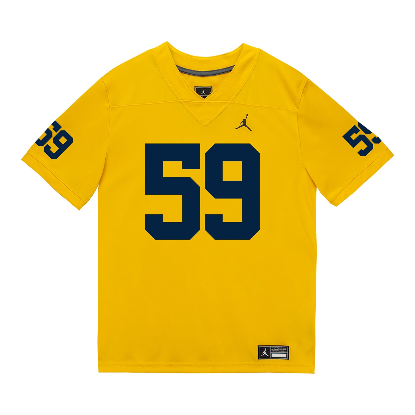 Michigan Wolverines #59 John Weidenbach Student Athlete Maize Football Jersey - Front View