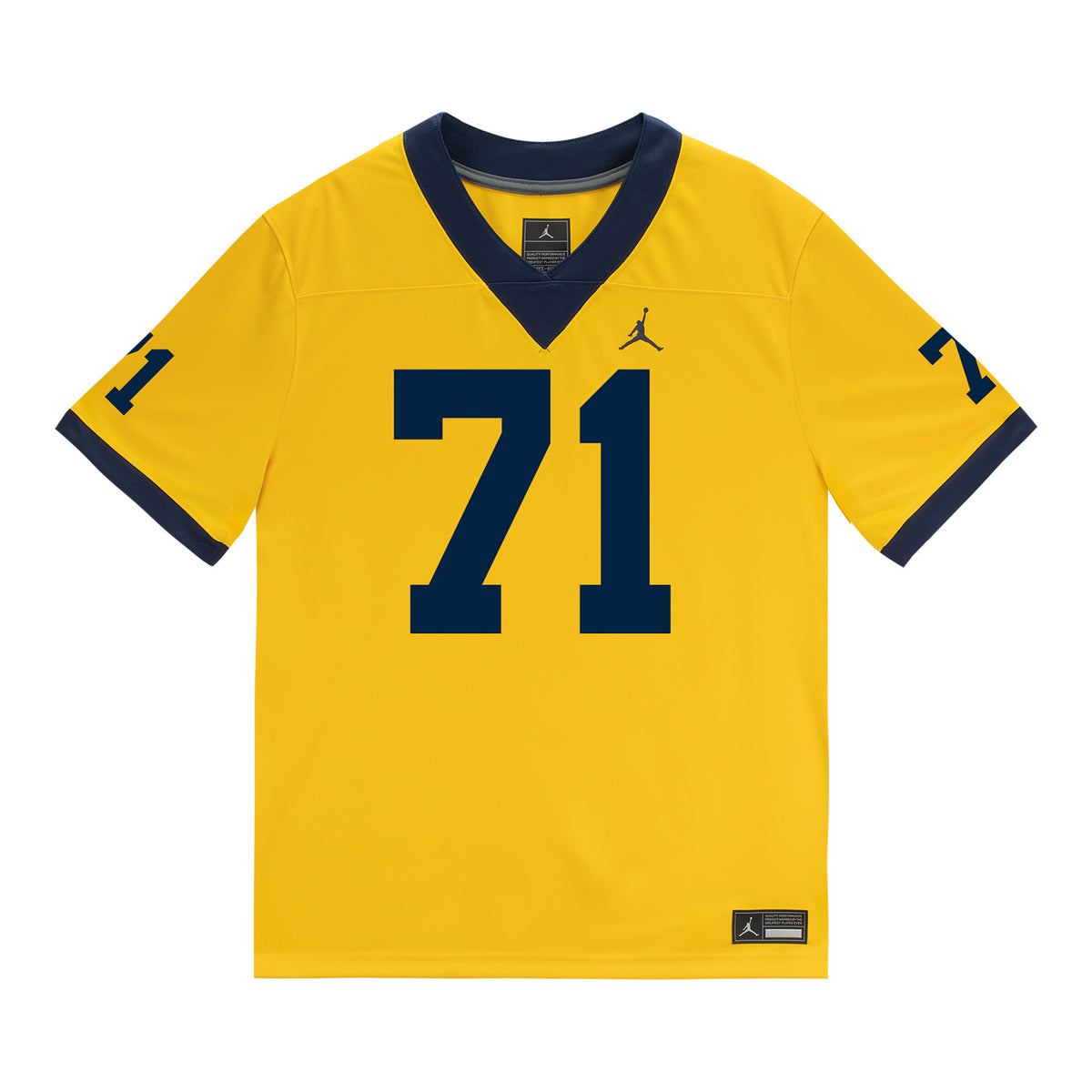 Michigan Wolverines #71 Evan Link Student Athlete Maize Football Jersey - Front View