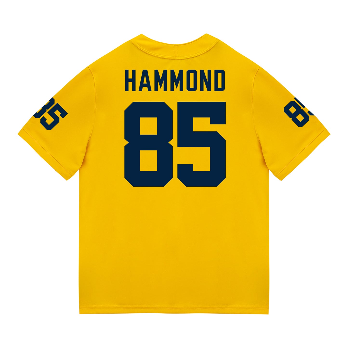 Michigan Wolverines #85 Ted Hammond Student Athlete Maize Football Jersey - Back View
