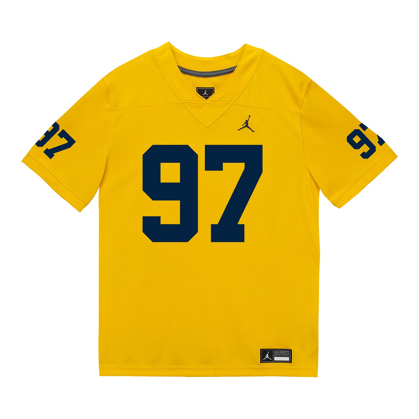 Michigan Wolverines #97 Chibi Anwunah Student Athlete Maize Football Jersey - Front View