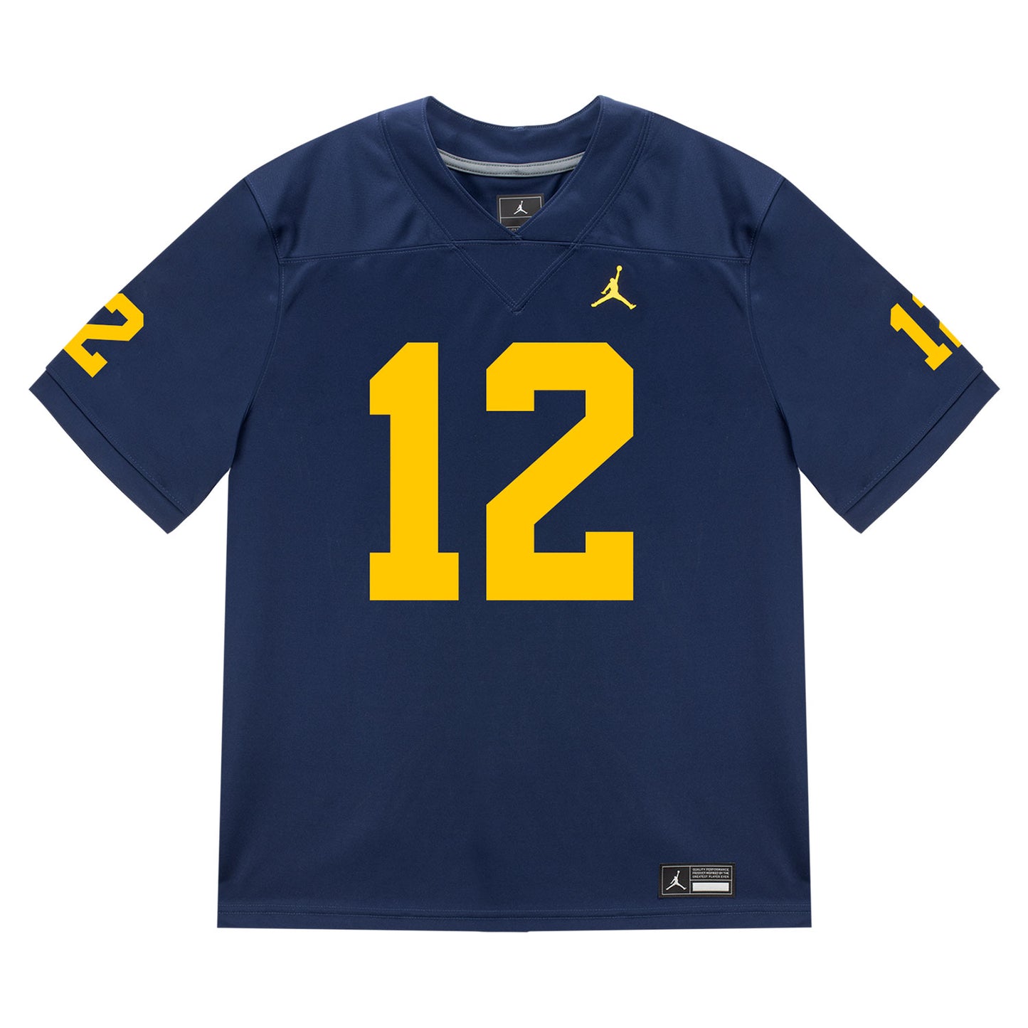 Michigan Wolverines #12 Jake Garica Student Athlete Blue Football Jersey - Front View
