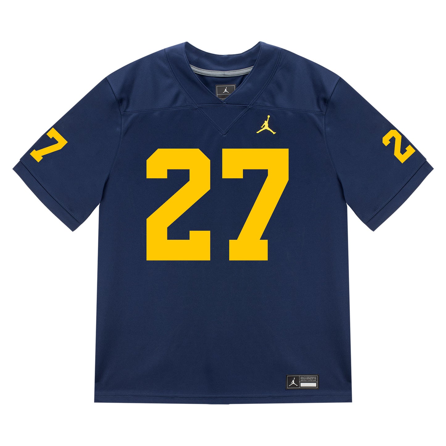 Michigan Wolverines #27 Jayden Sanders Student Athlete Blue Football Jersey - Front View
