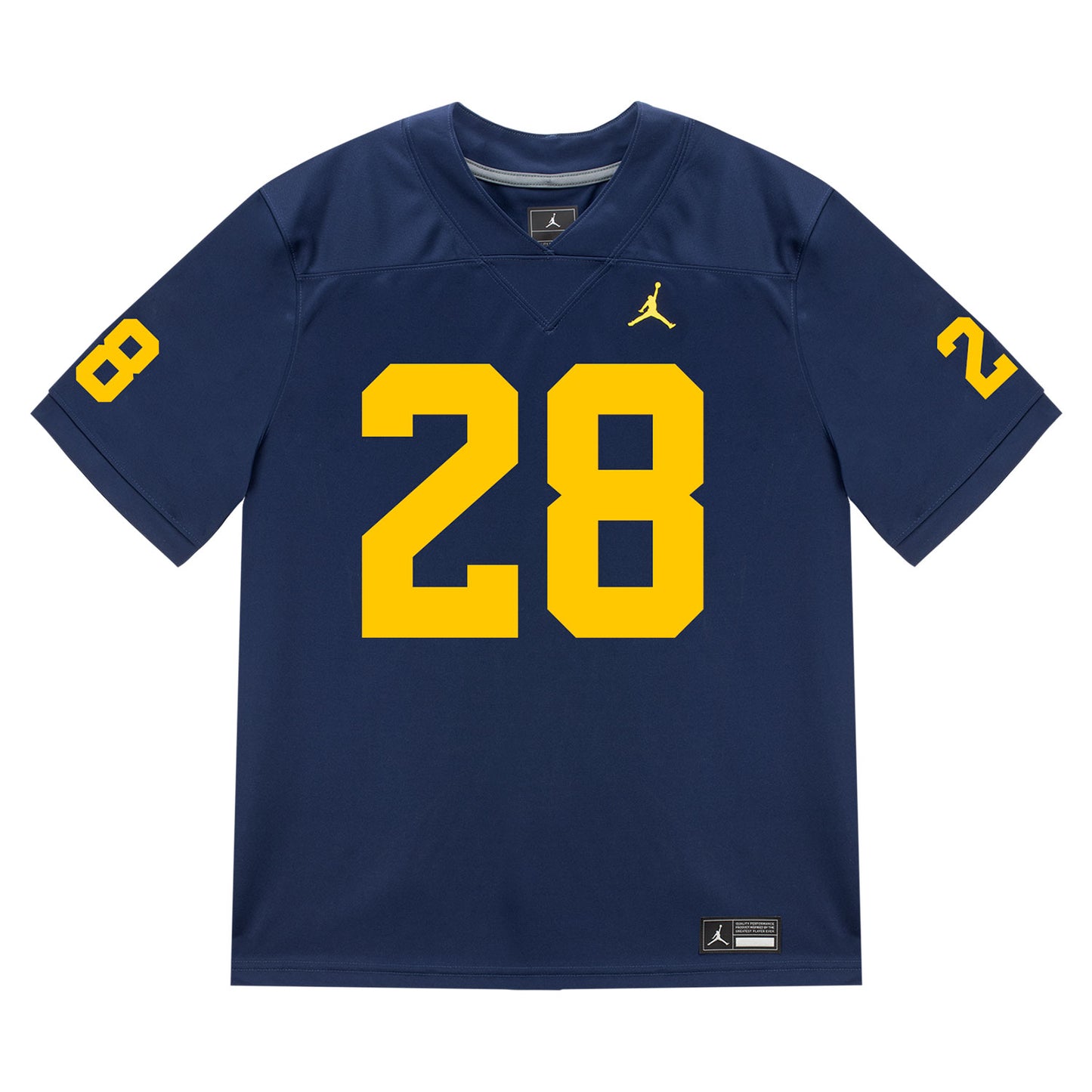 Michigan Wolverines #28 Kainoa Winston Student Athlete Blue Football Jersey - Front View