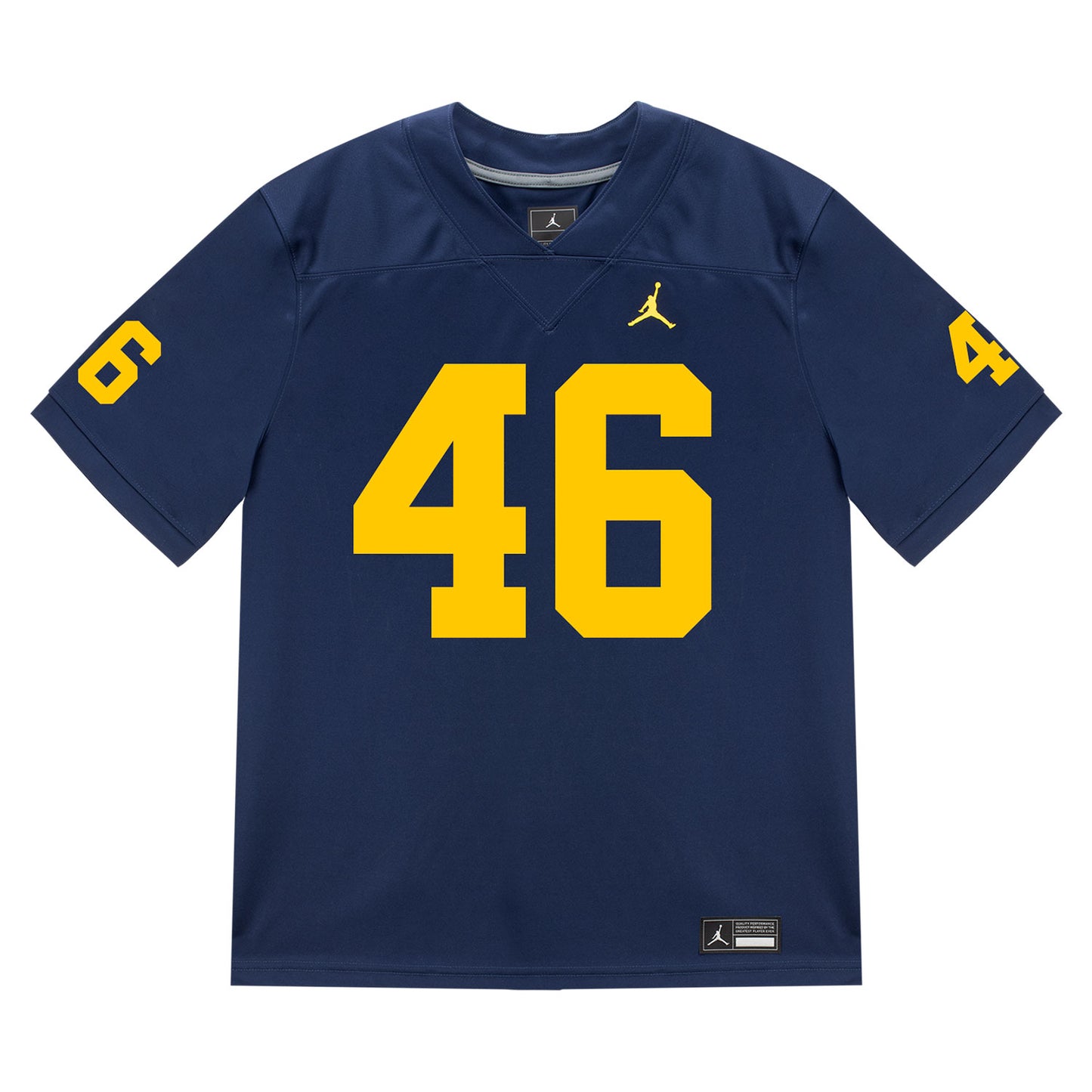 Michigan Wolverines #46 Crandall Quinn Student Athlete Blue Football Jersey - Front View