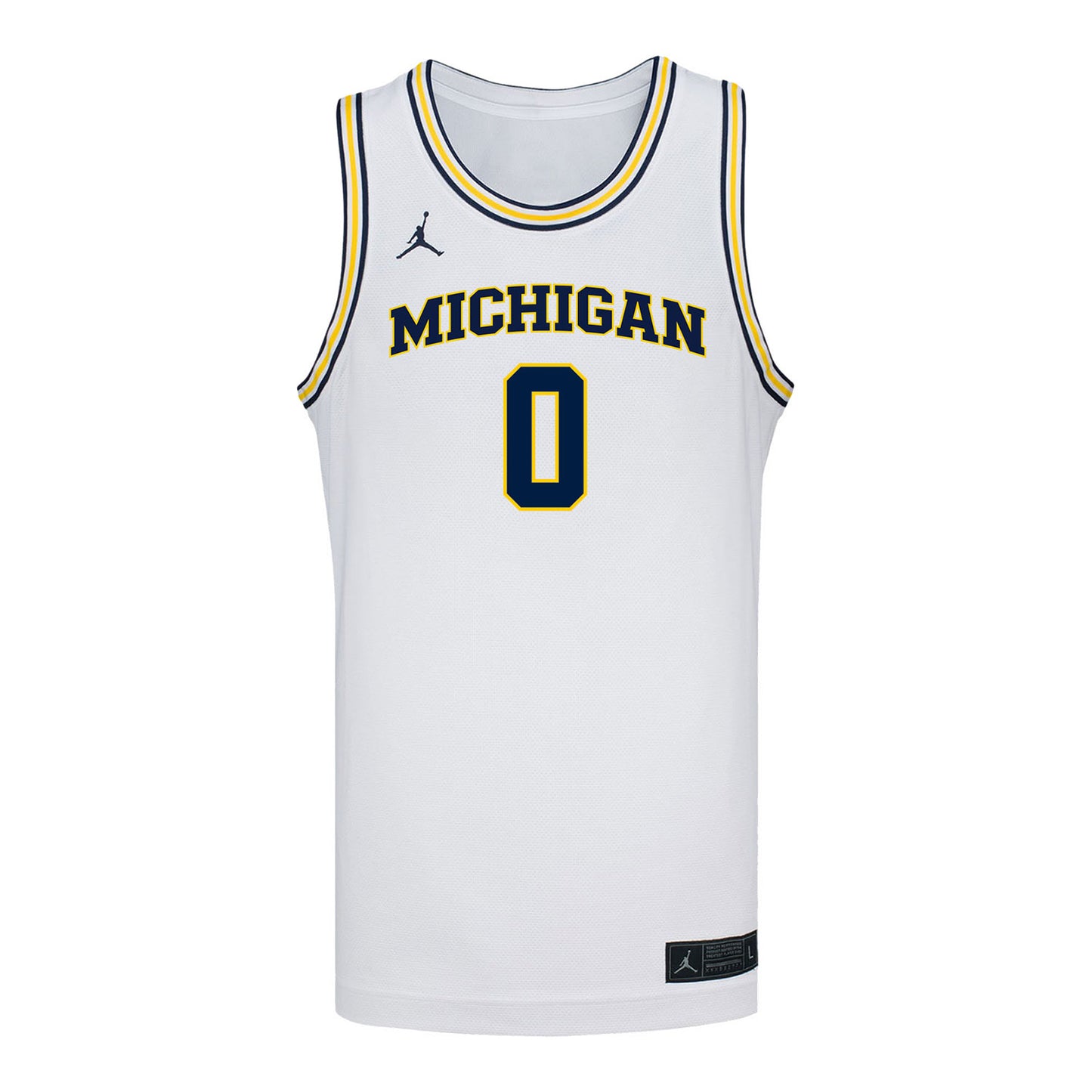 Michigan Wolverines #0 Ricky Liburd Student Athlete White Basketball Jersey - Front View