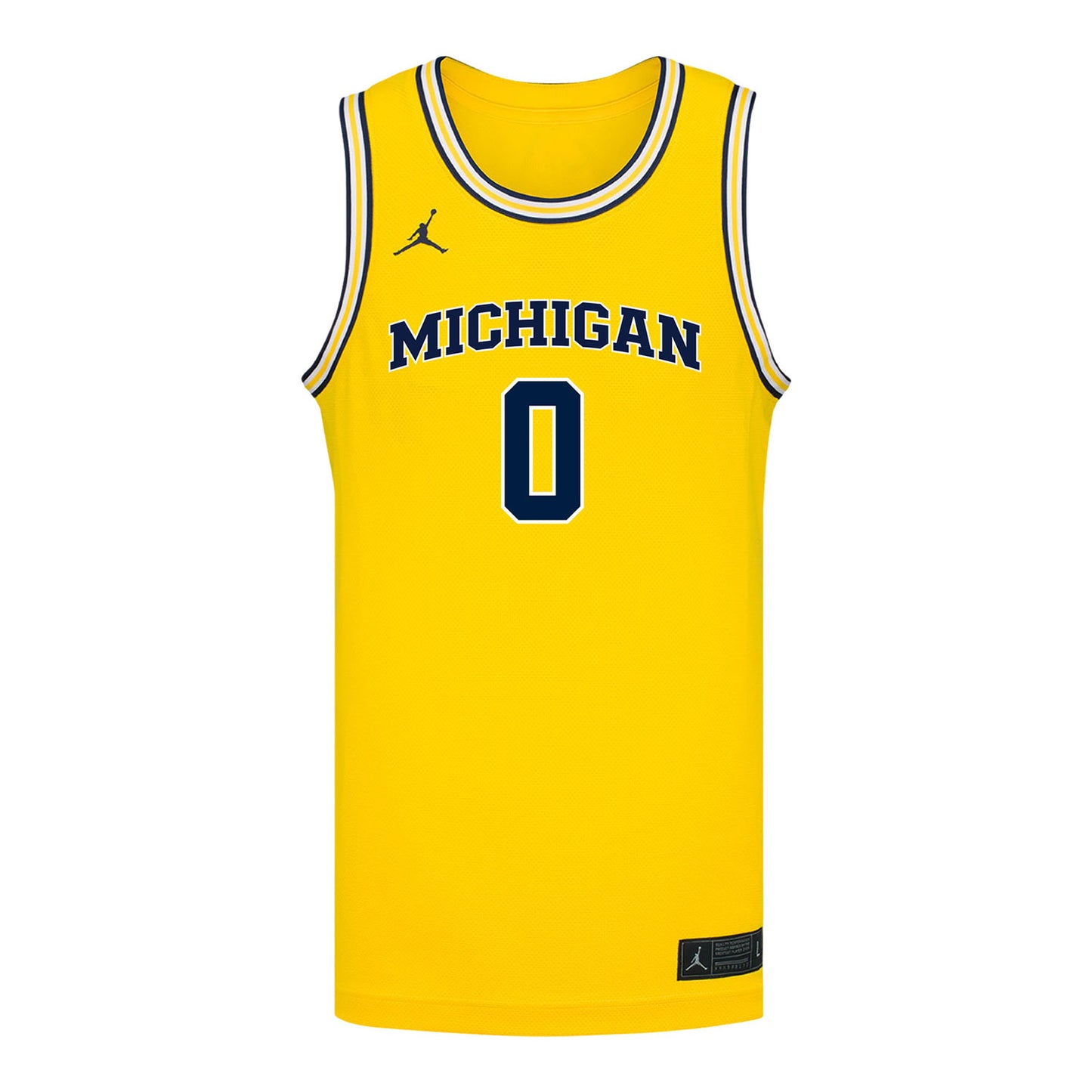 Michigan Wolverines #0 Ricky Liburd Student Athlete Maize Basketball Jersey - Front View