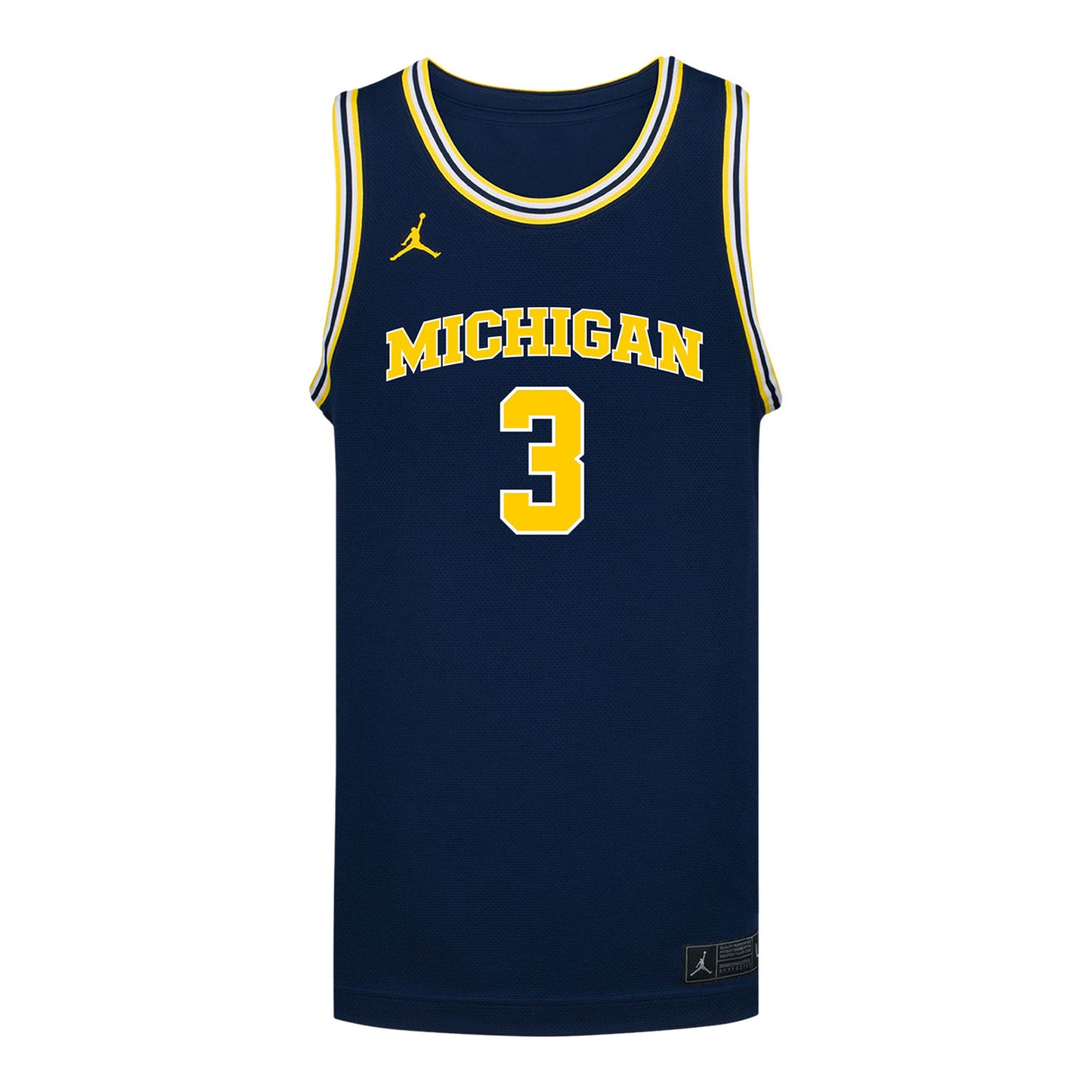 Michigan Wolverines #3 Elliot Cadeau Student Athlete Blue Basketball Jersey - Front View