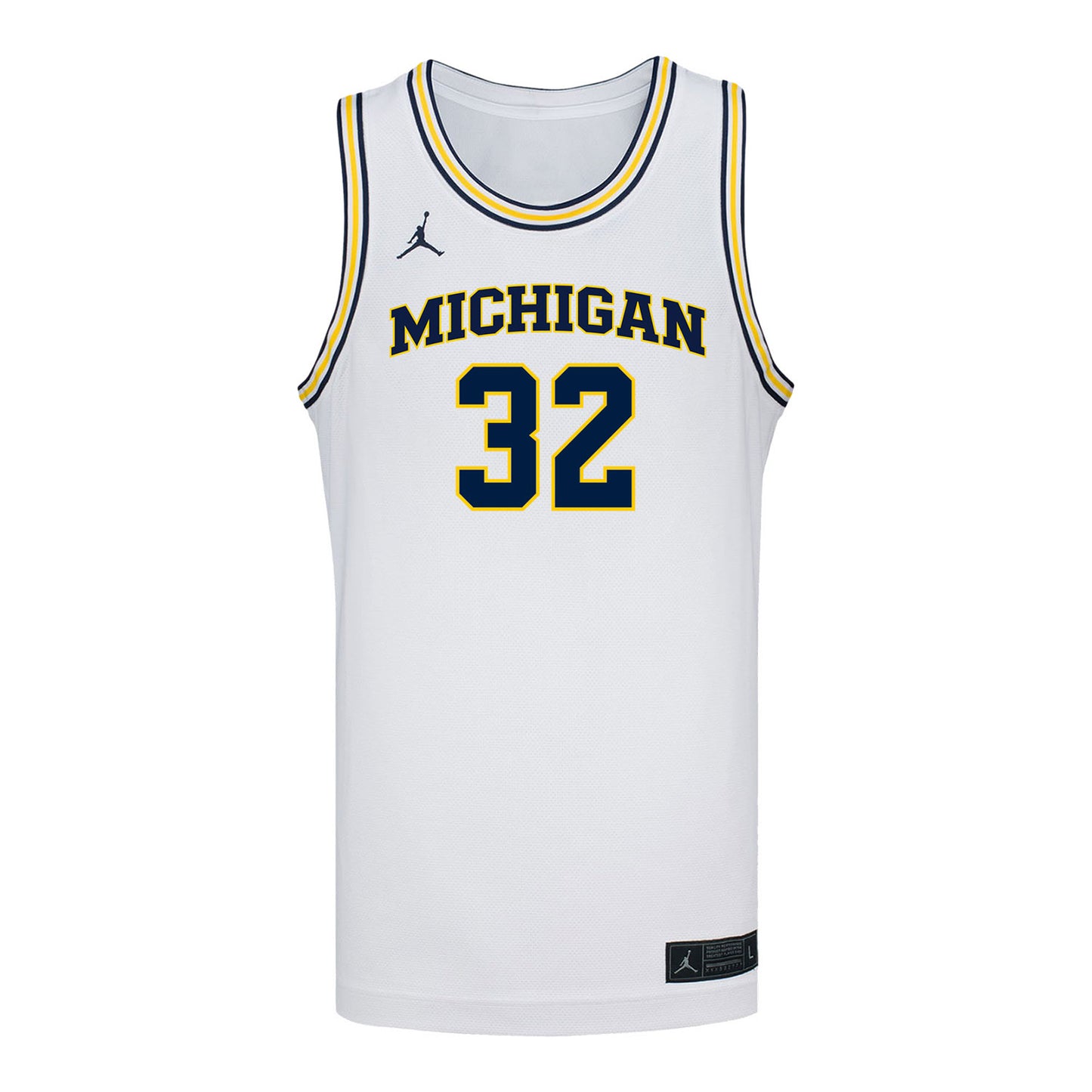 Michigan Wolverines #32 Malick Kordel Student Athlete White Basketball Jersey - Front View