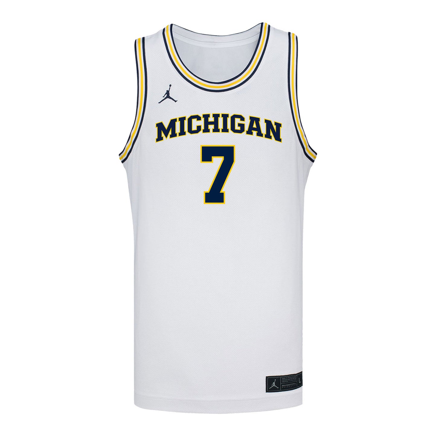 Michigan Wolverines #7 Jessica Fields Student Athlete White Women's Basketball Jersey - Front View
