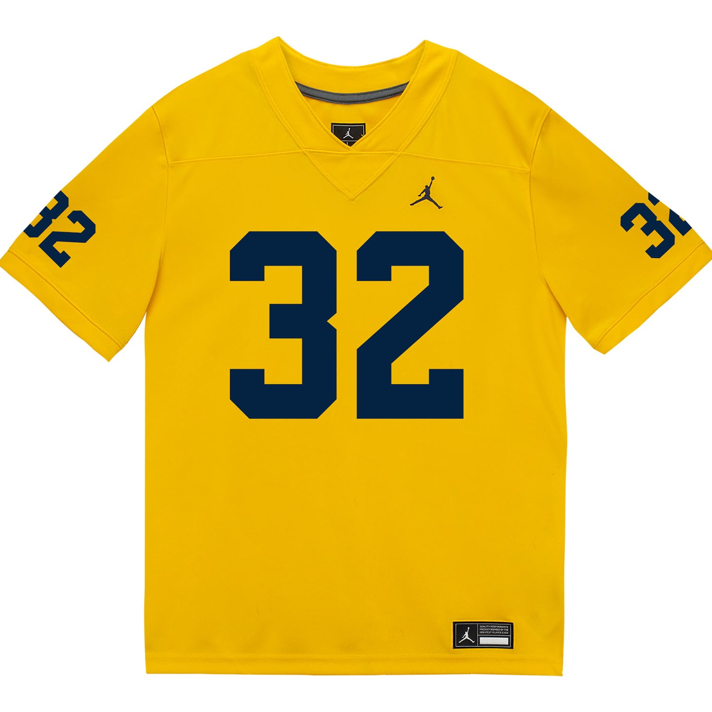 Michigan Wolverines #32 John Volker Student Athlete Maize Football Jersey - Front View