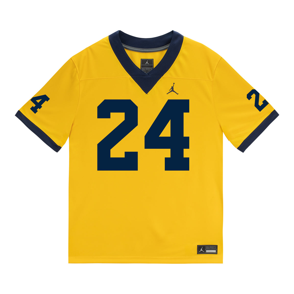 Michigan Wolverines #24 Jamarion Vincent Student Athlete Maize Football Jersey - Front View
