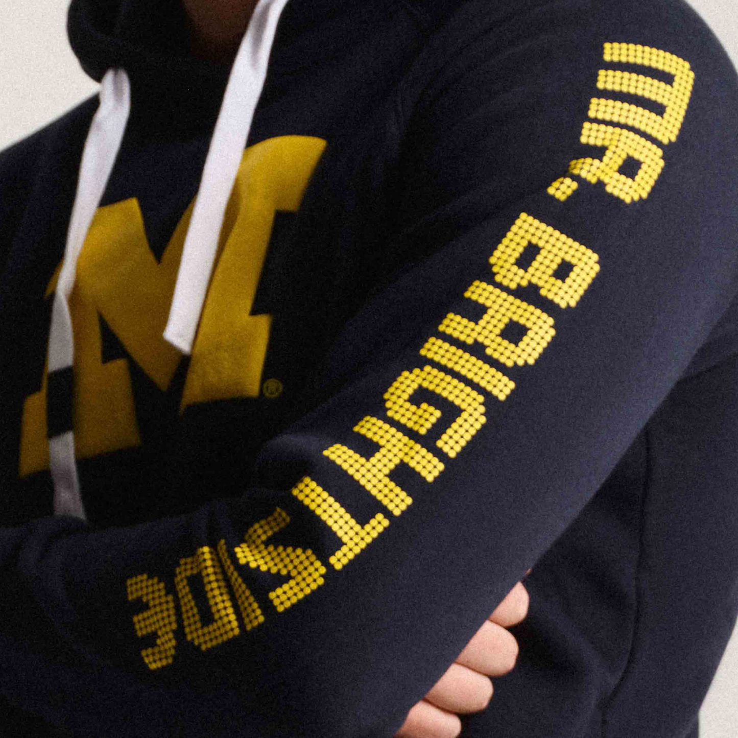Michigan Wolverines Mr. Brightside Midnight Navy Olsen Hoodie - Sleeve View