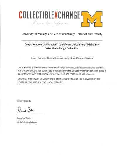 Michigan Wolverines Display Case with Authentic 4 Inch Big House Goalpost Piece - CA View