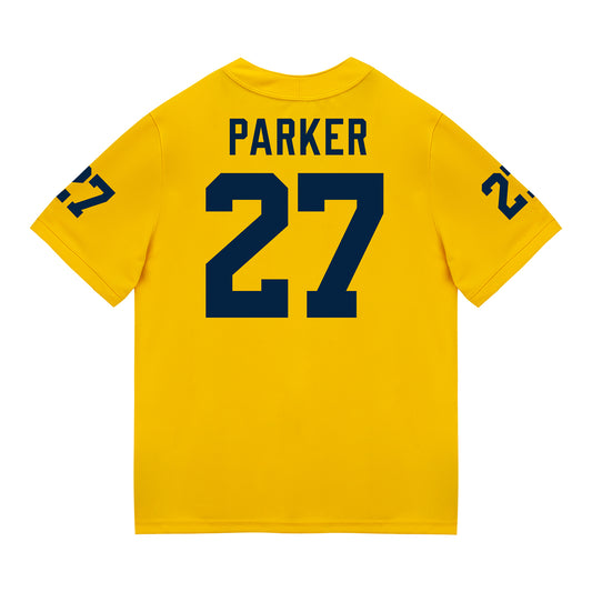 Michigan Wolverines #27 Jasper Parker Student Athlete Maize Football Jersey - Back View