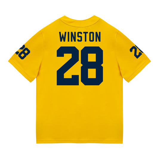 Michigan Wolverines #28 Kainoa Winston Student Athlete Maize Football Jersey - Back View