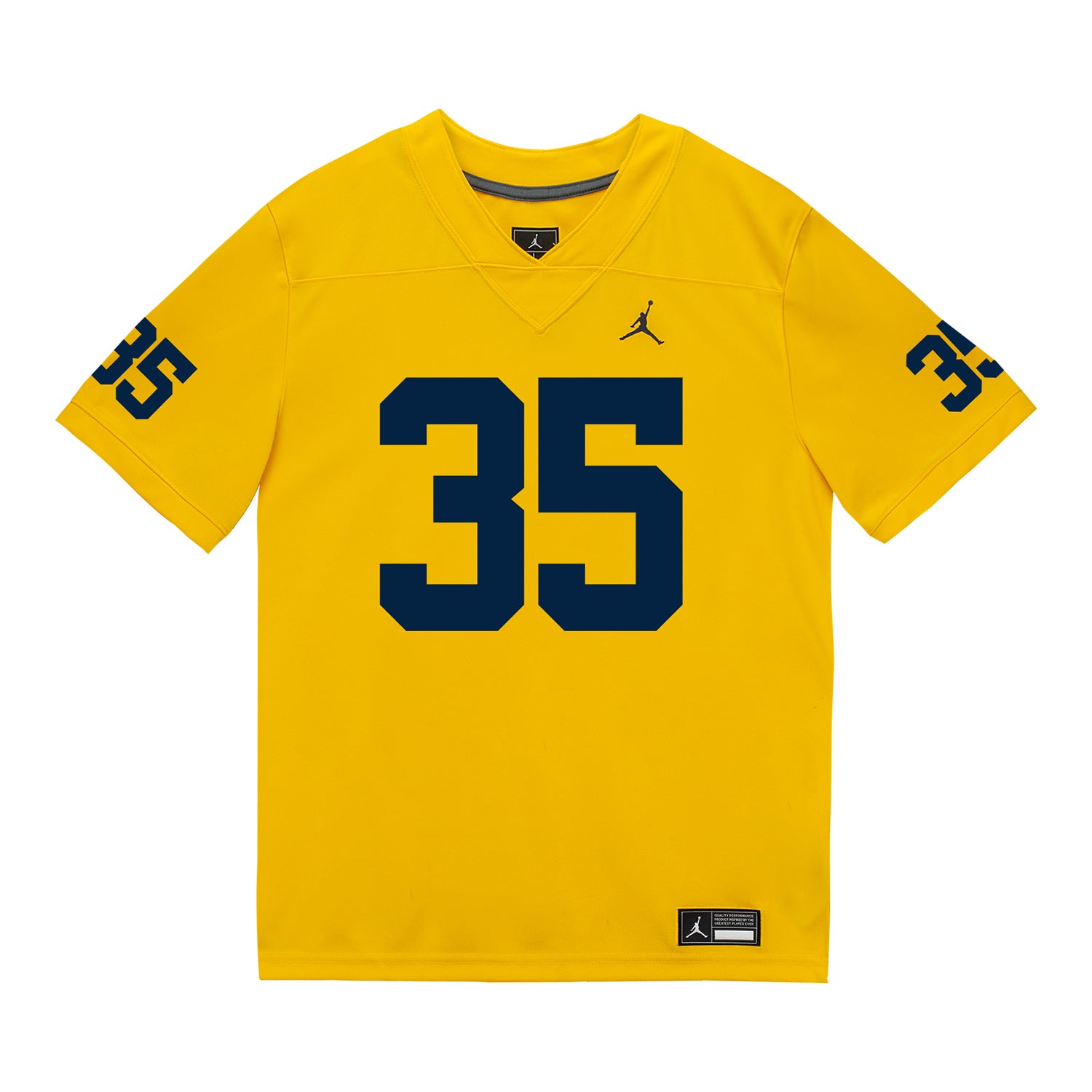 Michigan Wolverines #35 Stuart Blake Student Athlete Maize Football Jersey - Front View