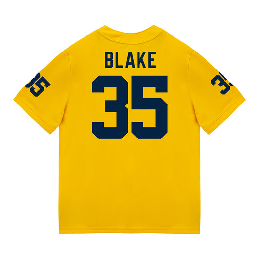 Michigan Wolverines #35 Stuart Blake Student Athlete Maize Football Jersey - Back View