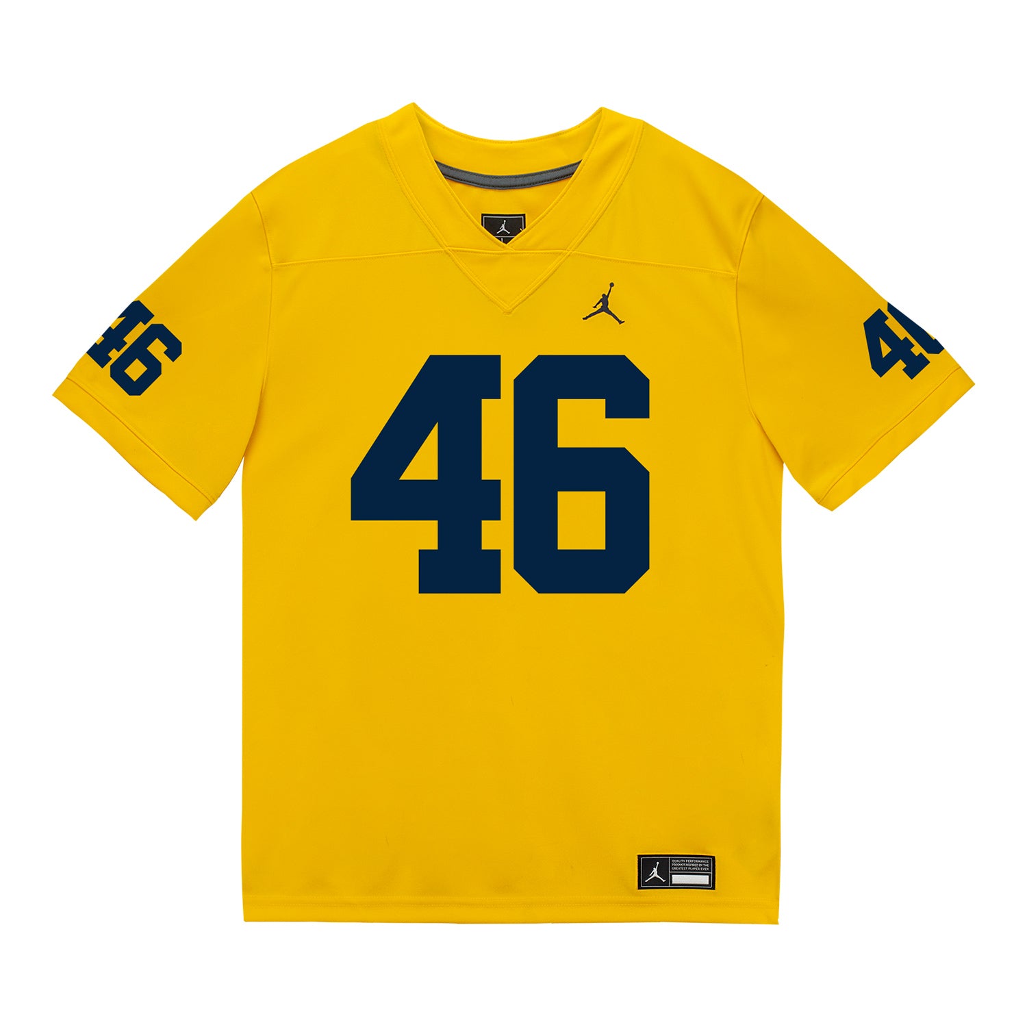 Michigan Wolverines #46 Crandall Quinn Student Athlete Maize Football Jersey - Front View