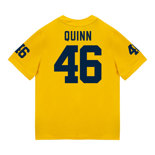 Michigan Wolverines #46 Crandall Quinn Student Athlete Maize Football Jersey - Back View