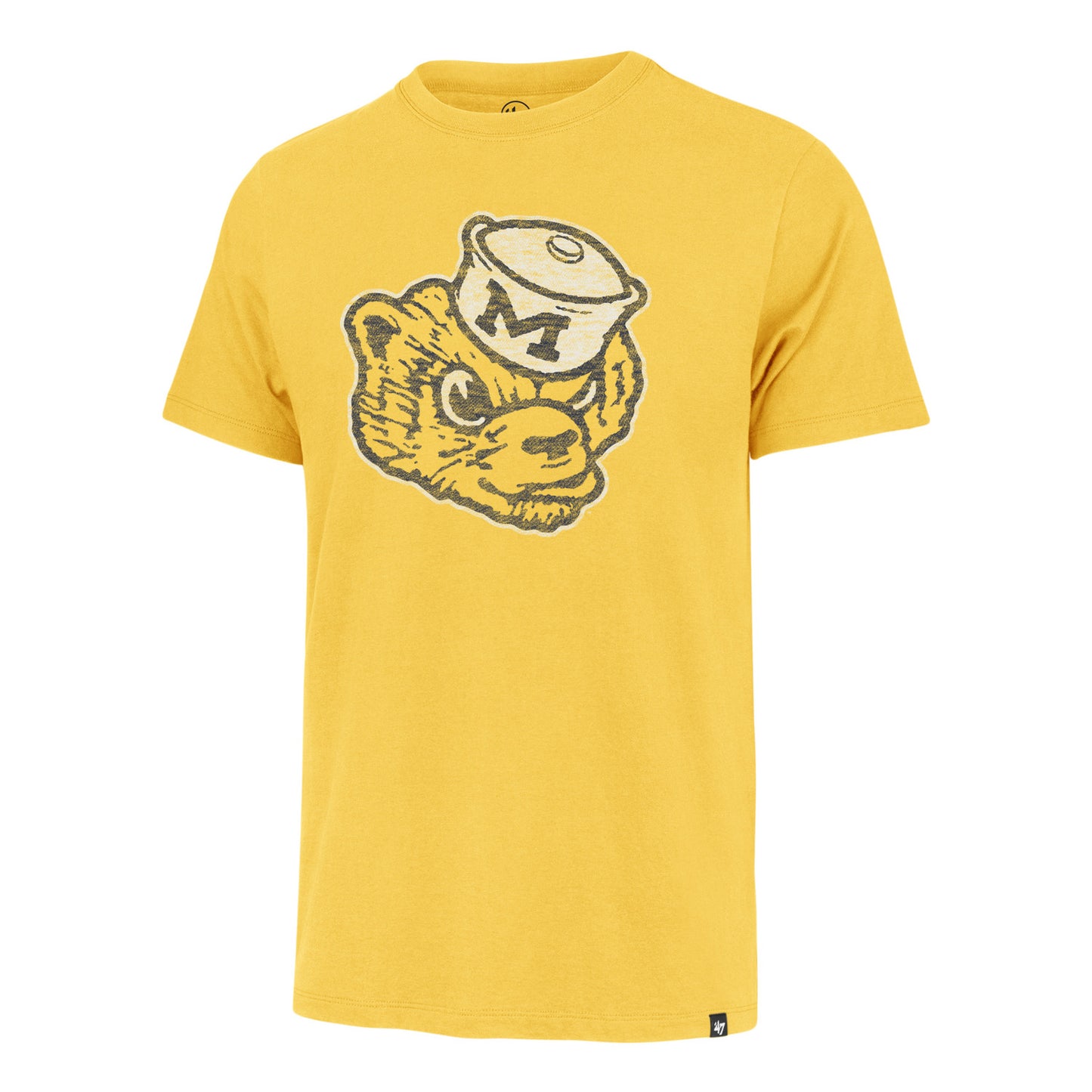 Michigan Wolverines Yellow '47 Brand Vintage Mascot Graphic T-Shirt