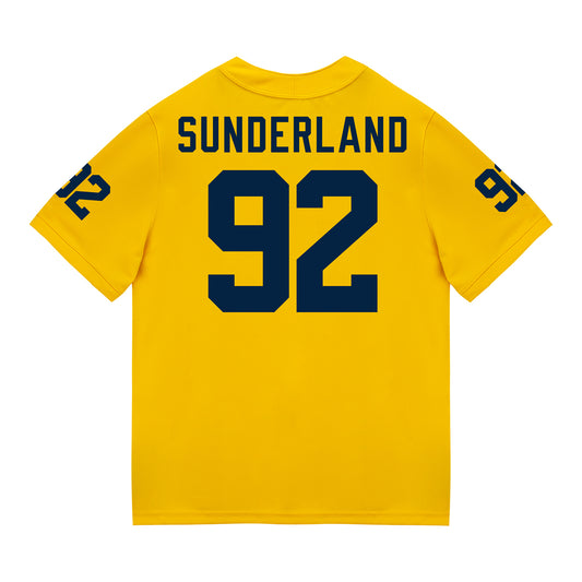 Michigan Wolverines #92 Beckham Sunderland Student Athlete Maize Football Jersey - Back View