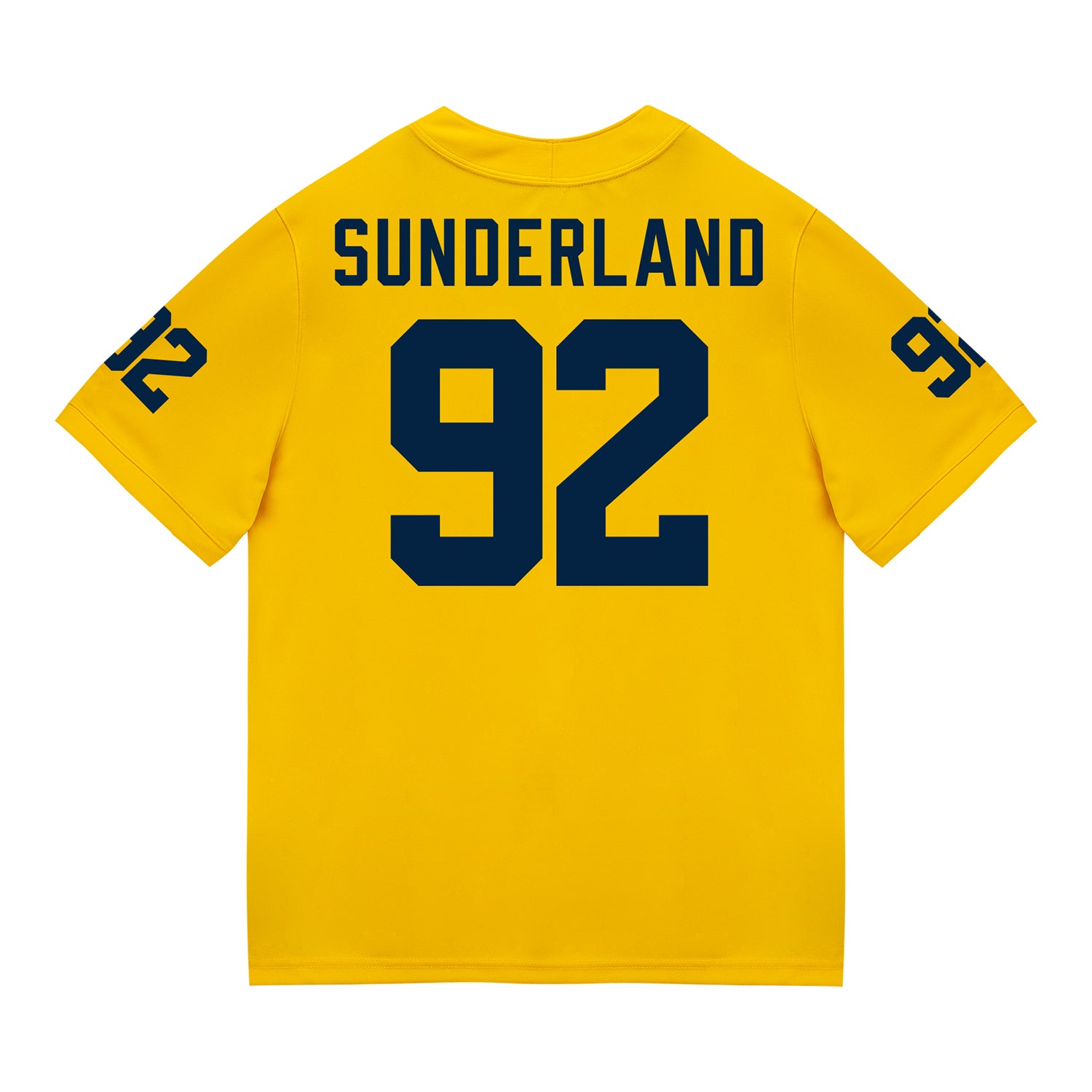 Michigan Wolverines #92 Beckham Sunderland Student Athlete Maize Football Jersey - Back View