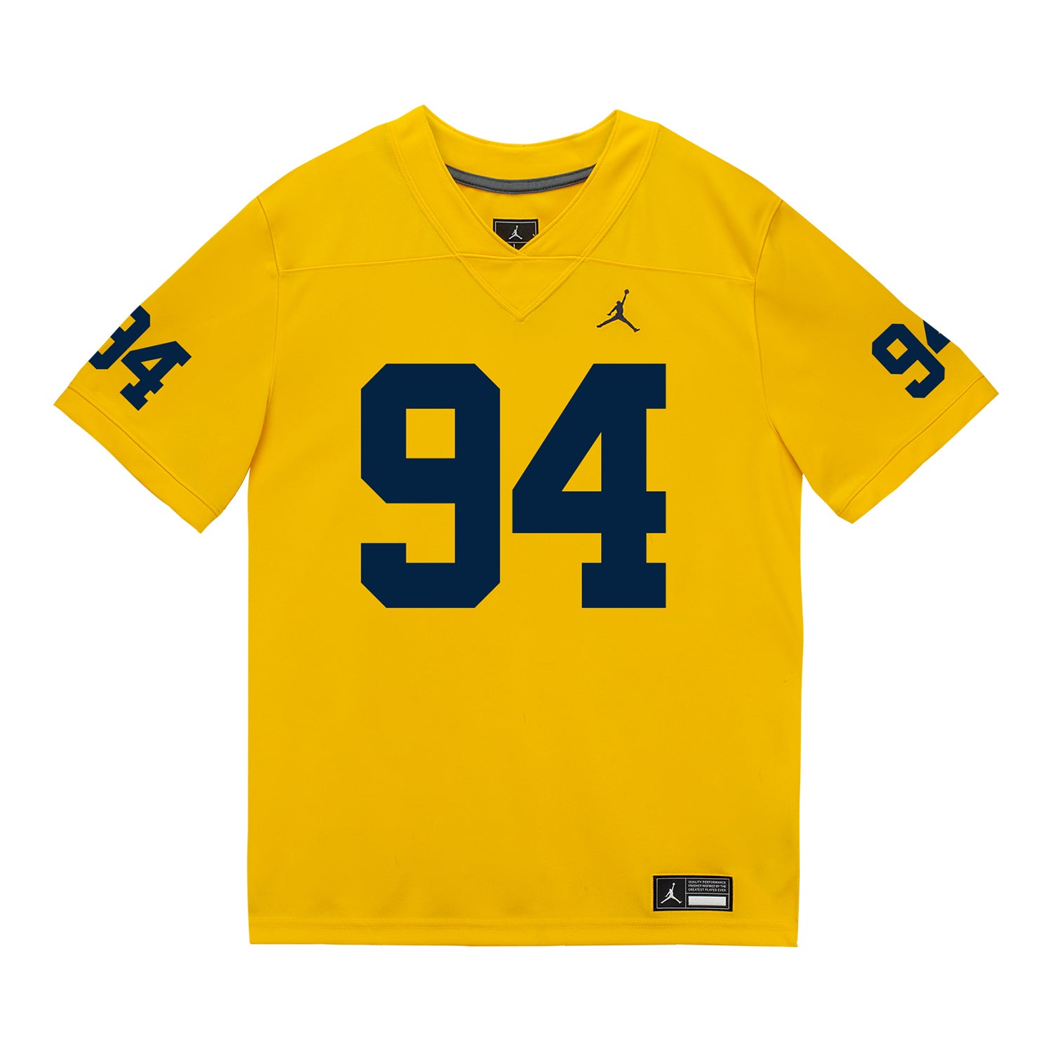 Michigan Wolverines #94 Nate Marshall Student Athlete Maize Football Jersey - Front View