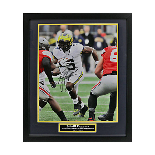 Jabril Peppers Signed Michigan Wolverines 16x20 vs OSU Framed Photo (SC COA) - Front View