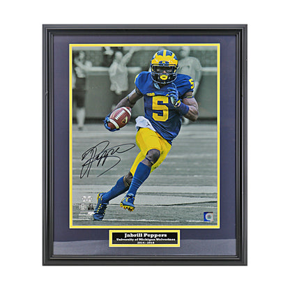 Jabril Peppers Signed Michigan Wolverines 16x20 Spotlight Framed Photo (SC COA) - Front View