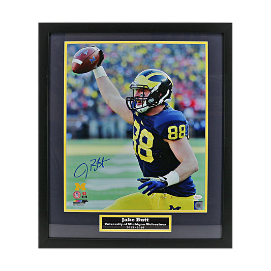 Jake Butt Signed Michigan Wolverines 16x20 Celebration Framed Photo (JSA COA) - Front View