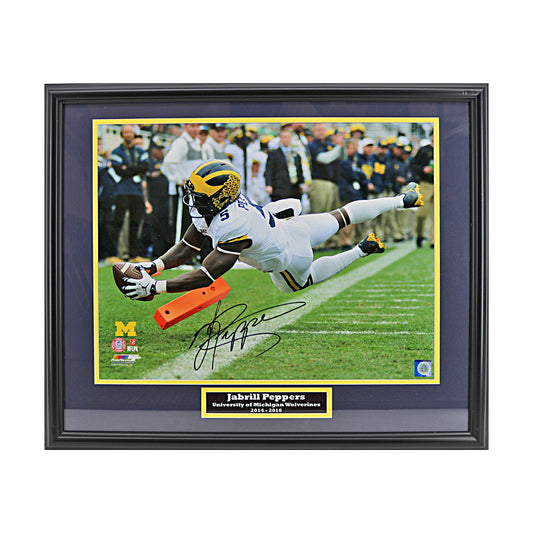 Jabril Peppers Signed Michigan Wolverines 16x20 Framed Photo (SC COA) - Front View